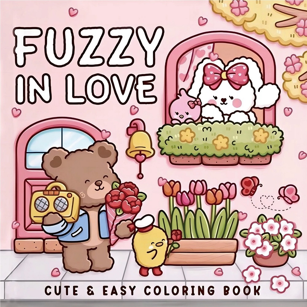 Adult Coloring Book Stress Relief - FUZZY IN LOVE Bold-easy Patterns Coloring