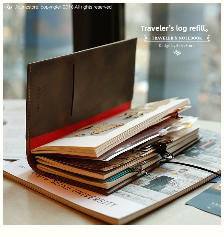 Vintage Leather Journal Notebook - Fromthenon Standard&Passport Size TN Refill Travel