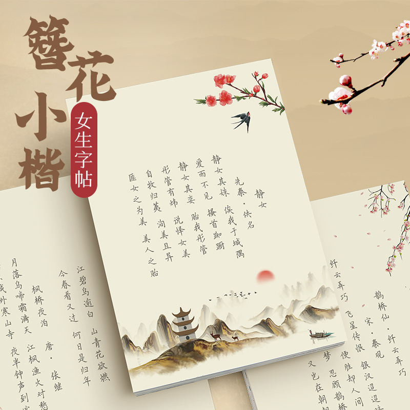 Chinese Calligraphy Practice Book - Hairpin Flower Small Kai Calligraphy Copybook