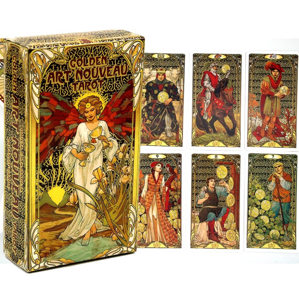 Tarot Deck With Guidebook - 10.3*6cm Golden Art Nouveau Tarot Deck