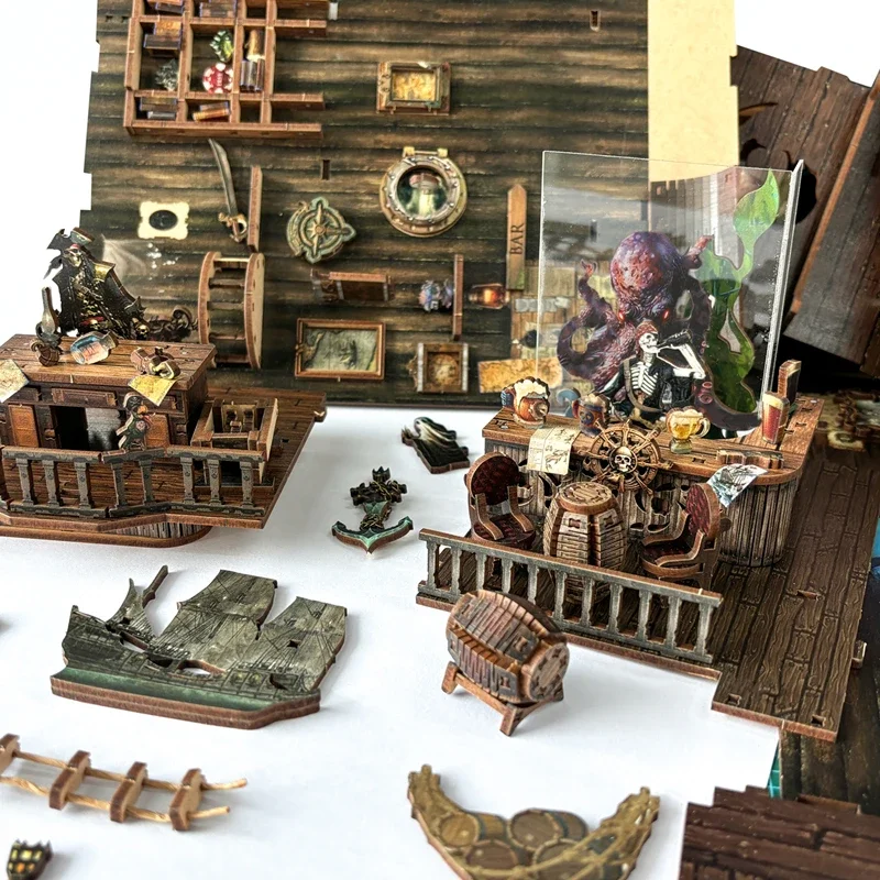 Diy Wooden Book Nook Kit Shelf Insert - Miniature DIY Wooden New World Pirate