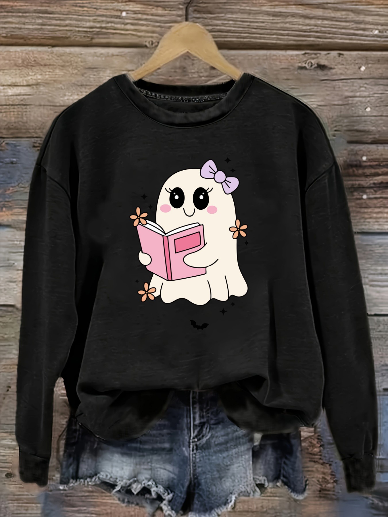 Books - Women's Casual Long Sleeve Crew Neck