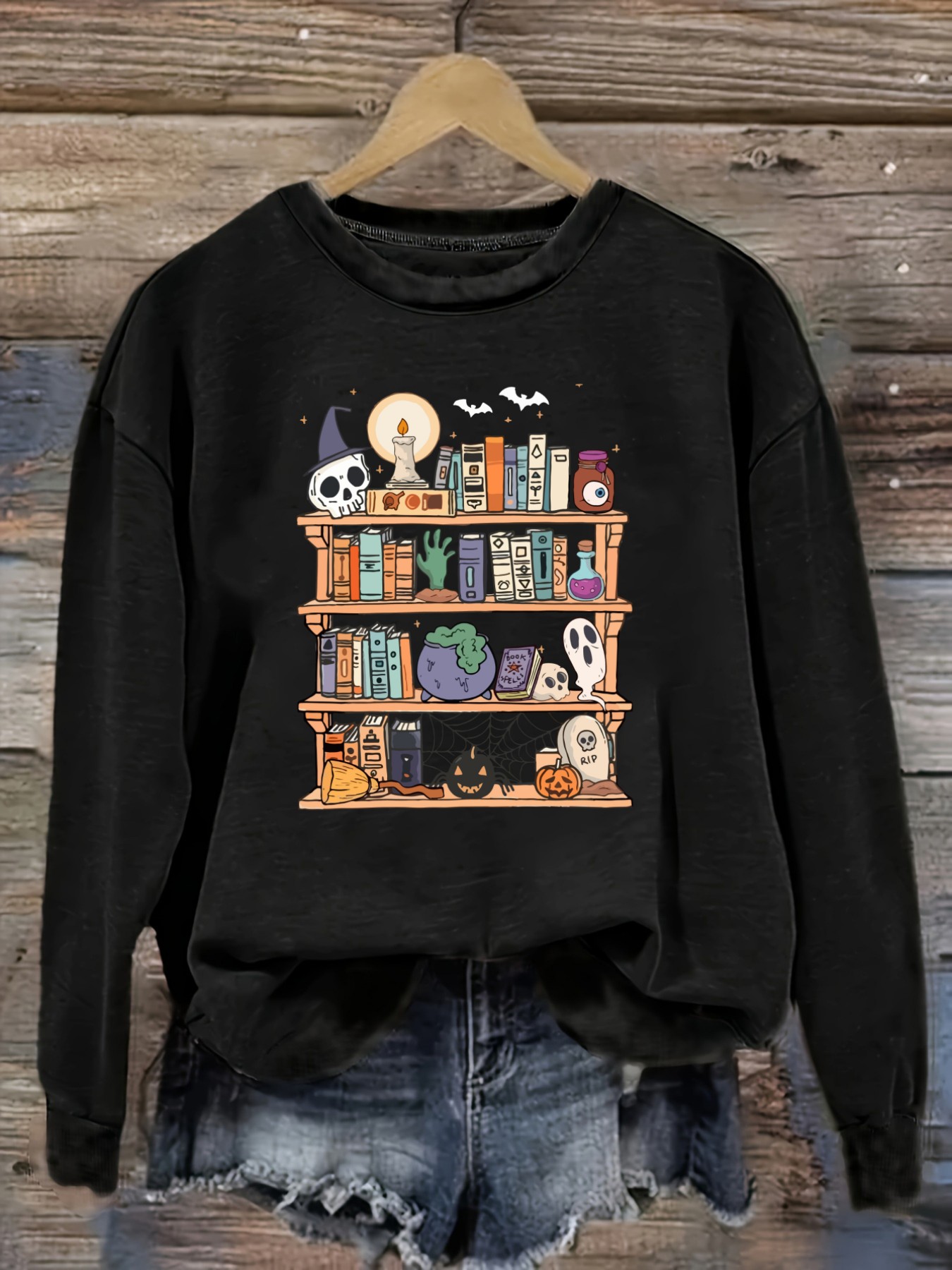 Books - Women's Casual Long Sleeve Crew Neck