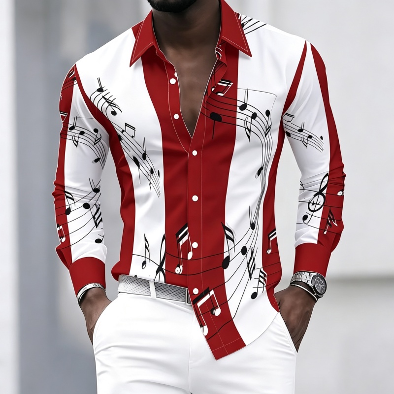Men's collared shirt with crea - Music review and price