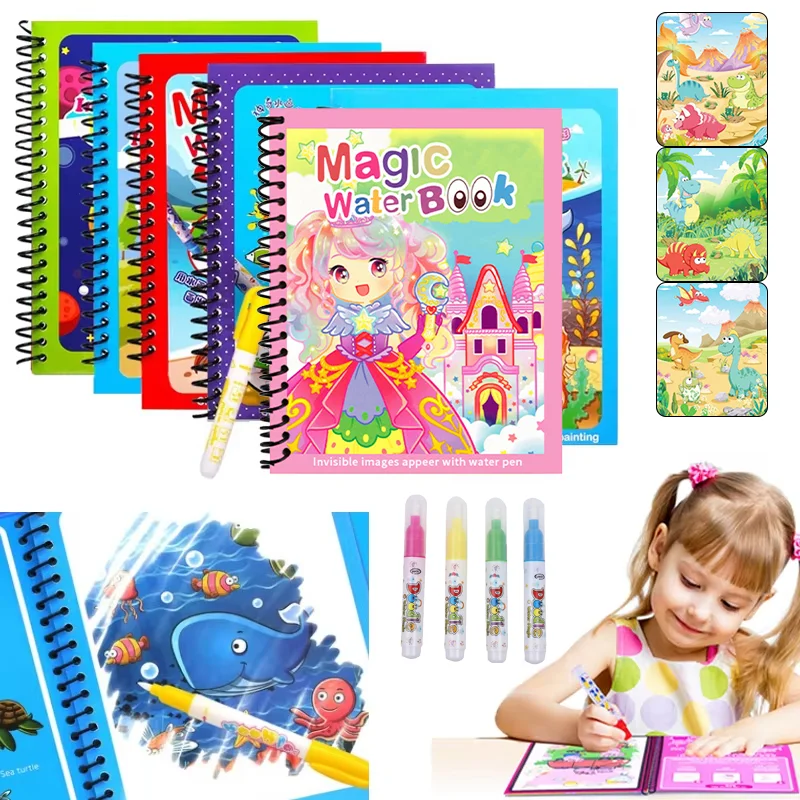 Cartoon Magic Water Drawing Bo - Reusable Water Magic Coloring Book review and price