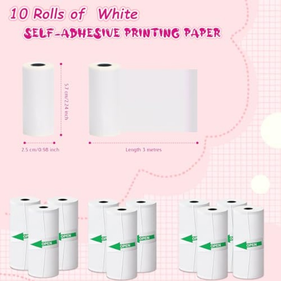 10 Rolls Thermal Sticker Paper - Mini Pocket Thermal Printer Paper Roll review and price