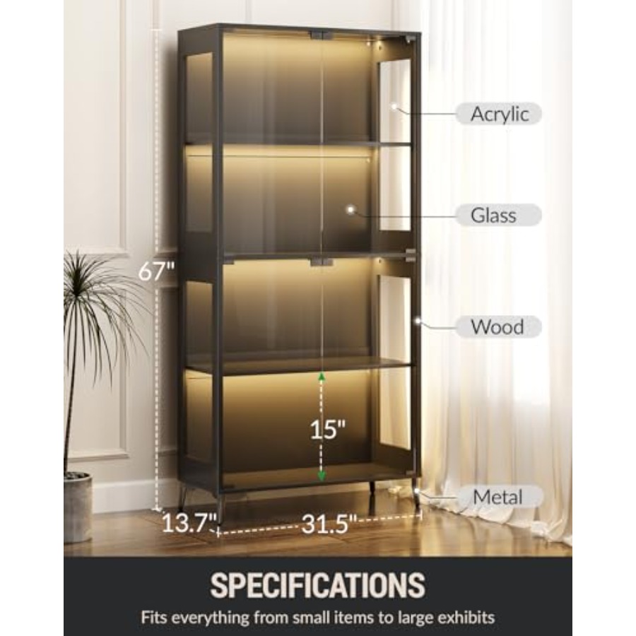 Glass display cabinet with doo - Books review and price