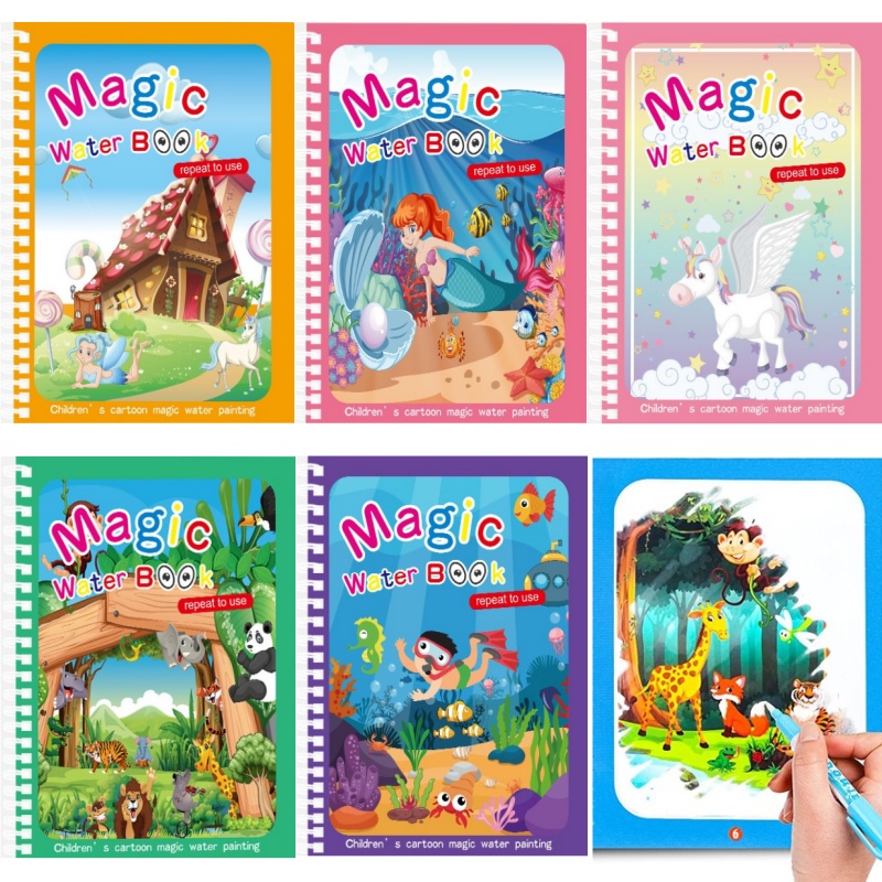 Children's Magic Water Drawing - Reusable Water Magic Coloring Book review and price